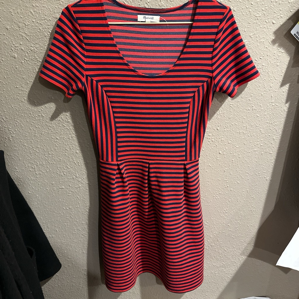Madewell Red and Black Striped Mini Dress